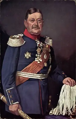 Ak Generalfeldmarschall Colmar von der Goltz, Standportrait mit Marschallstab