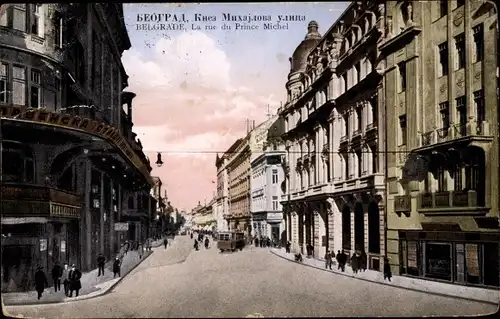Ak Beograd Belgrad Serbien, La rue du Prince Michel