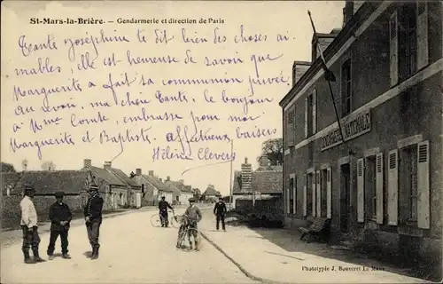Ak Saint Mars la Brière Sarthe, Gendarmerie et direction de Paris