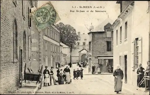 Ak Saint Meen Ille et Vilaine, Rue Saint Jean et du Séminaire