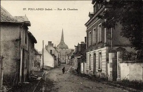 Ak Poulaines Indre, Rue de Chambon