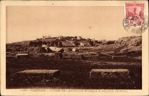 Ak Carthage Karthago Tunesien, Ruines de L'Amiraute Punique colline de byrsa