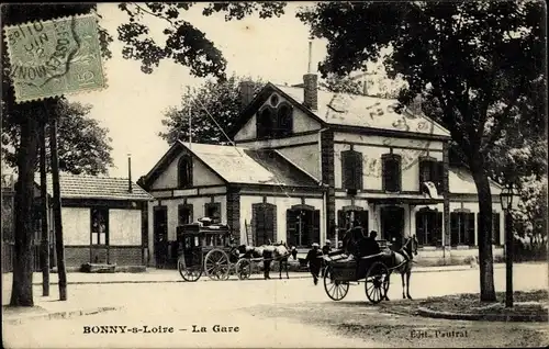 Ak Bonny sur Loire Loiret, La Gare