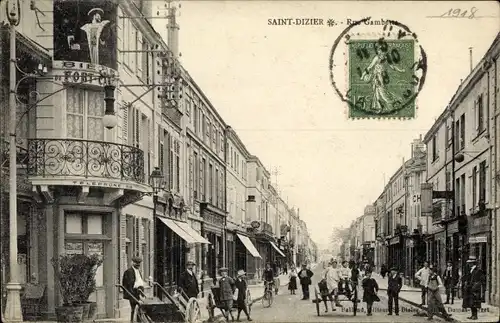 Ak Saint Dizier Haute Marne, Rue Gambetta