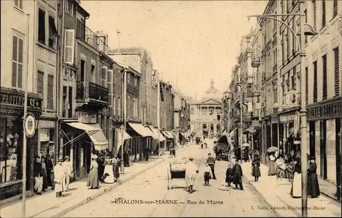 Ak Chalons sur Marne, Rue de Marne, Geschäfte