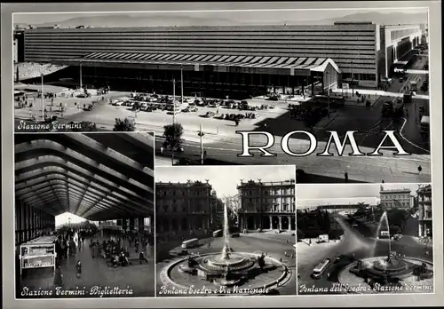 Ak Roma Rom Lazio, Stazione Termini, Via Nazionale, Fontana