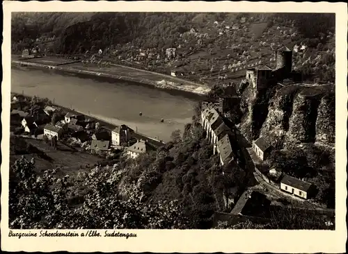 Ak Strekov Schreckenstein Ústí nad Labem Aussig Elbe Stadt, Burgruine