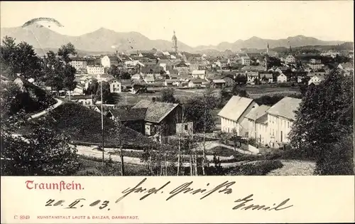 Ak Traunstein in Oberbayern, Panorama vom Ort