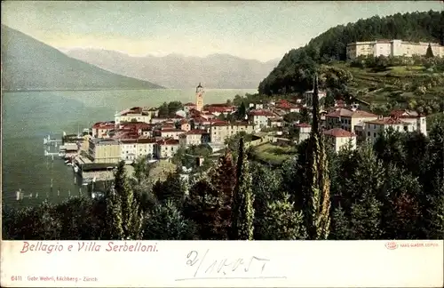Ak Bellagio Lago di Como Lombardia, Villa Serbelloni, Gesamtansicht