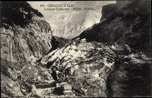 Ak Grindelwald Kanton Bern, Unterer Gletscher, Hütte, Eisfeld