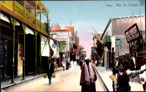 Ak Suez Ägypten, Rue de Colmar