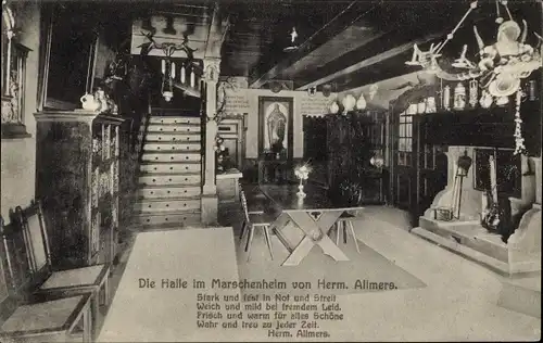 Ak Rechtenfleth Hagen im Bremischen Niedersachsen, Halle im Marschenheim von Herm. Allmers