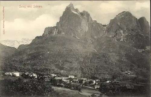 Ak Siusi allo Sciliar Seiss am Schlern Kastelruth Südtirol, Blick auf den Ort