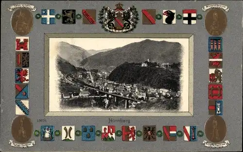 Präge Wappen Passepartout Ak Hornberg im Schwarzwald, Gesamtansicht