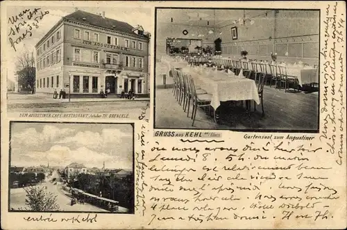 Ak Kehl am Rhein, Restaurant Zum Augustiner, Gartensaal, Panorama
