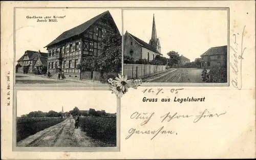 Ak Legelshurst Willstätt in Baden, Gasthaus zur Krone, Straßenpartien