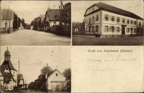 Ak Altenheim Neuried in Baden, Straßenpartie, Rathaus, Kirche