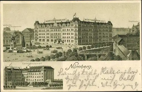 Ak Nürnberg in Mittelfranken Bayern, Württemberger Hof, Gartenrestaurant