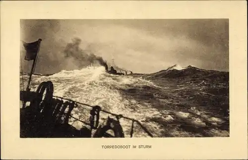 Ak Torpedoboot im Sturm