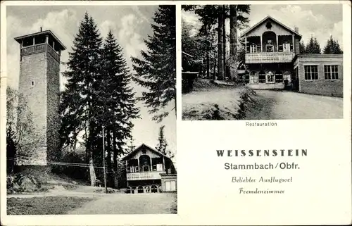 Ak Stammbach in Oberfranken, Restaurant Weissenstein, Aussichtsturm