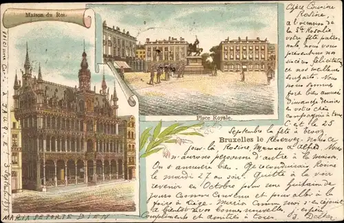 Litho Bruxelles Brüssel, Place Royal, Maison du Roi