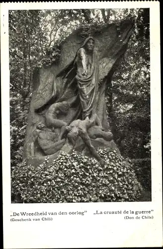Ak La Haye Den Haag Südholland Niederlande, Le Palais de la Paix, De Wreedheid van den oorlog
