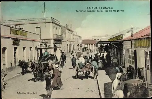 Ak Oudjda Oujda Marokko, Commencement de la Rue de Maghrnia