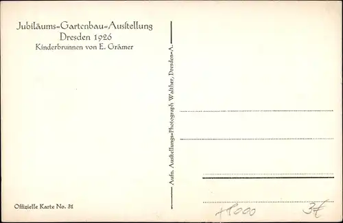 Ak Dresden, Jubiläums Gartenbau Ausstellung 1926, Kinderbrunnen von E. Grämer
