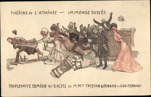 Künstler Ak Theatre de l'Athenee, Triplepatte, Comedie de Tristan Bernard et G. Fernaux, Theaterszen