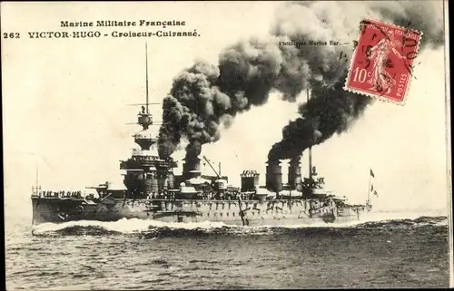 Ak Französisches Kriegsschiff, Victor Hugo, Croiseur, Cuirassé