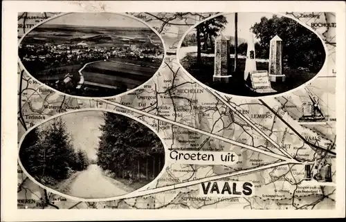 Ak Vaals Limburg Niederlande, Panorama, Allee, Denkmal, Karte