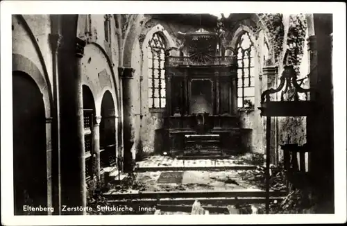 Ak Eltenberg Emmerich am Rhein, Innenansicht der zerstörten Stiftskirche