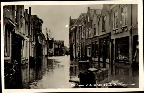 Ak Zierikzee Zeeland Niederlande, Watersnood 1953, St. Domusstraat