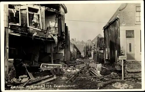 Ak Zierikzee Zeeland Niederlande, Watersnood 1953, St. Zevenhuisstraat