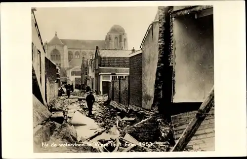 Ak Veere Zeeland Niederlande, Na de watervloed, 1953