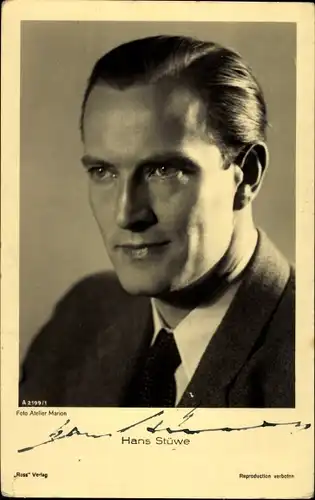 Ak Schauspieler Hans Stüwe, Portrait