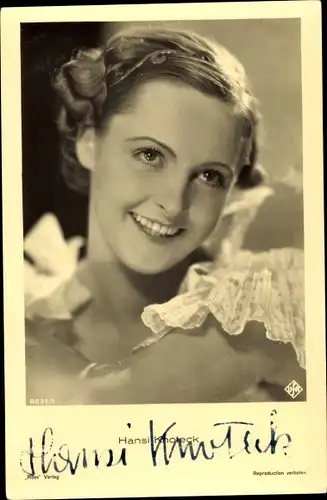 Ak Schauspielerin Hansi Knoteck, Portrait