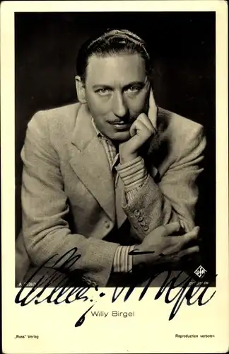 Ak Schauspieler Willy Birgel, Portrait, Autogramm, Anzug