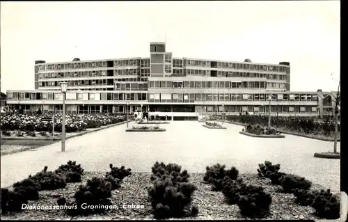 Ak Groningen Niederlande, Diakonessenhuis, Entree