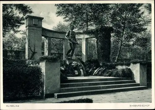 Ak Duisburg im Ruhrgebiet, Ehrenfriedhof, Denkmal, Gesamtansicht