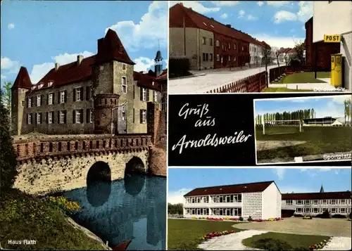 Ak Arnoldsweiler Düren im Rheinland, Haus Rath, Sportplatz, Schule, Dürener Straße