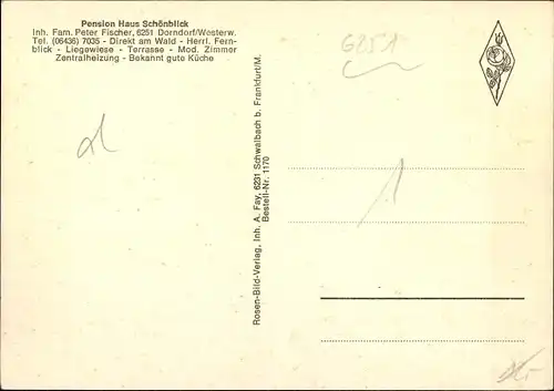 Ak Dorndorf Dornburg im Westerwald, Pension Haus Schönblick