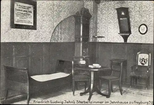 Ak Freyburg an der Unstrut, Friedrich Ludwig Jahn's Sterbezimmer im Jahnhaus, Innenansicht