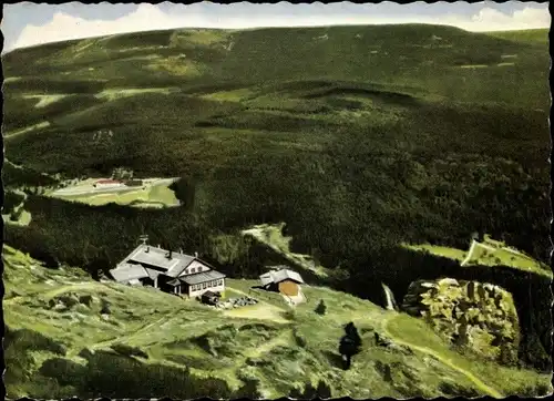 Ak Bayerisch Eisenstein in Niederbayern, Großer Arber, Arber Schutzhaus, Sessellift Bergstation