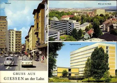 Ak Gießen an der Lahn Hessen, Zentrum, Blick auf die Stadt, Ingenieurschule