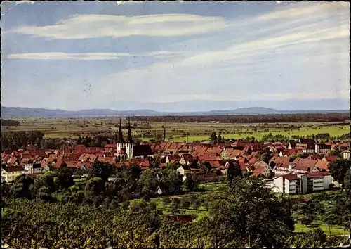 Ak Kenzingen im Breisgau Baden, Ortsansicht, Panorama, mit Kaiserstuhl und Vogesen