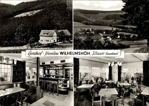 Ak Klause Meschede im Sauerland, Gasthof Wilhelmshöh, Innenansicht, Ortsansicht