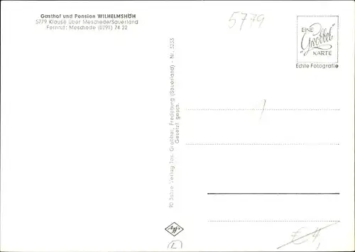 Ak Klause Meschede im Sauerland, Gasthof Wilhelmshöh, Innenansicht, Ortsansicht