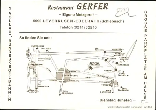 Ak Edelrath Schlebusch Leverkusen im Rheinland, Restaurant Gerfer, Innen- und Außenansichten