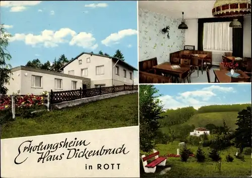 Ak Rott Roetgen in der Eifel, Ferienheim Haus Dickenbruch, Außenansicht, Innenansicht